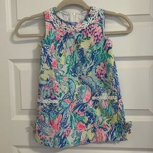 Lily Pulitzer Girls Shift Dress Mermaids Cove Sea Shell Lace Detail Size 4
